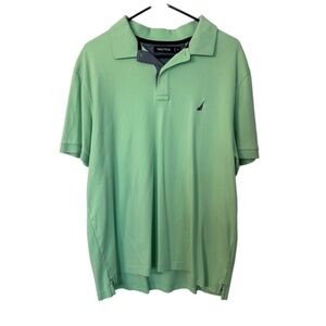 Nautica Men’s Light Green Short Sleeve Buttoned Cotton Polo Size XL GUC